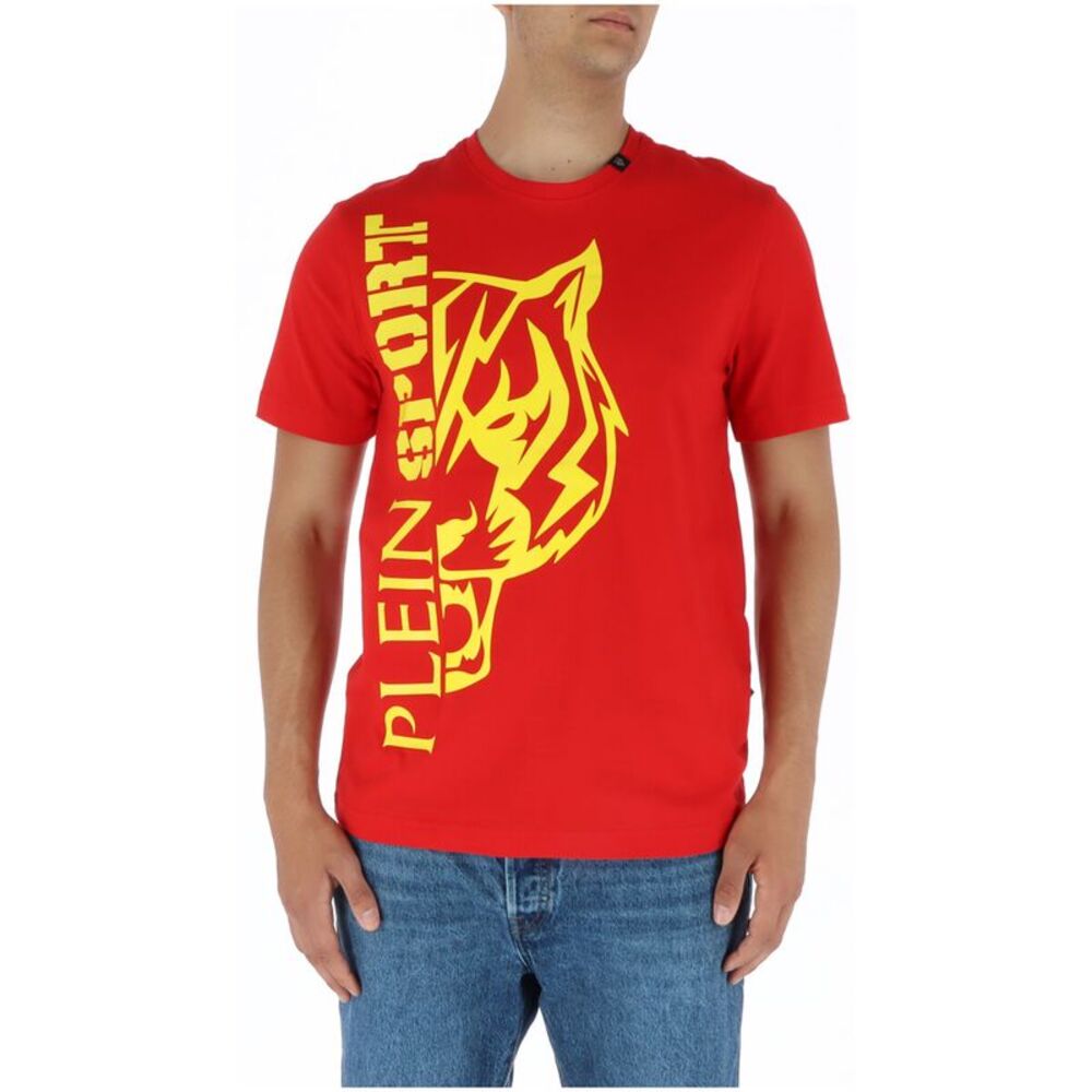 Plein Sport Tiger Head Tee Short Sleeve Crew Neck Men Red Shirts